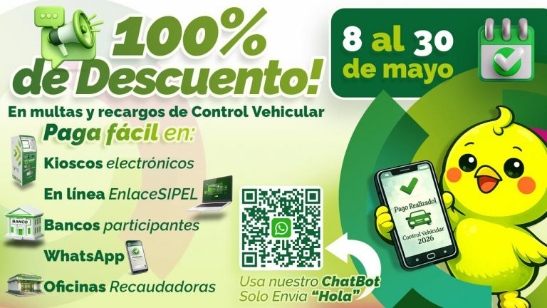 ESTADO BRINDA 100 POR CIENTO DE DESCUENTO EN MULTAS Y RECARGOS DE CONTROL VEHICULAR